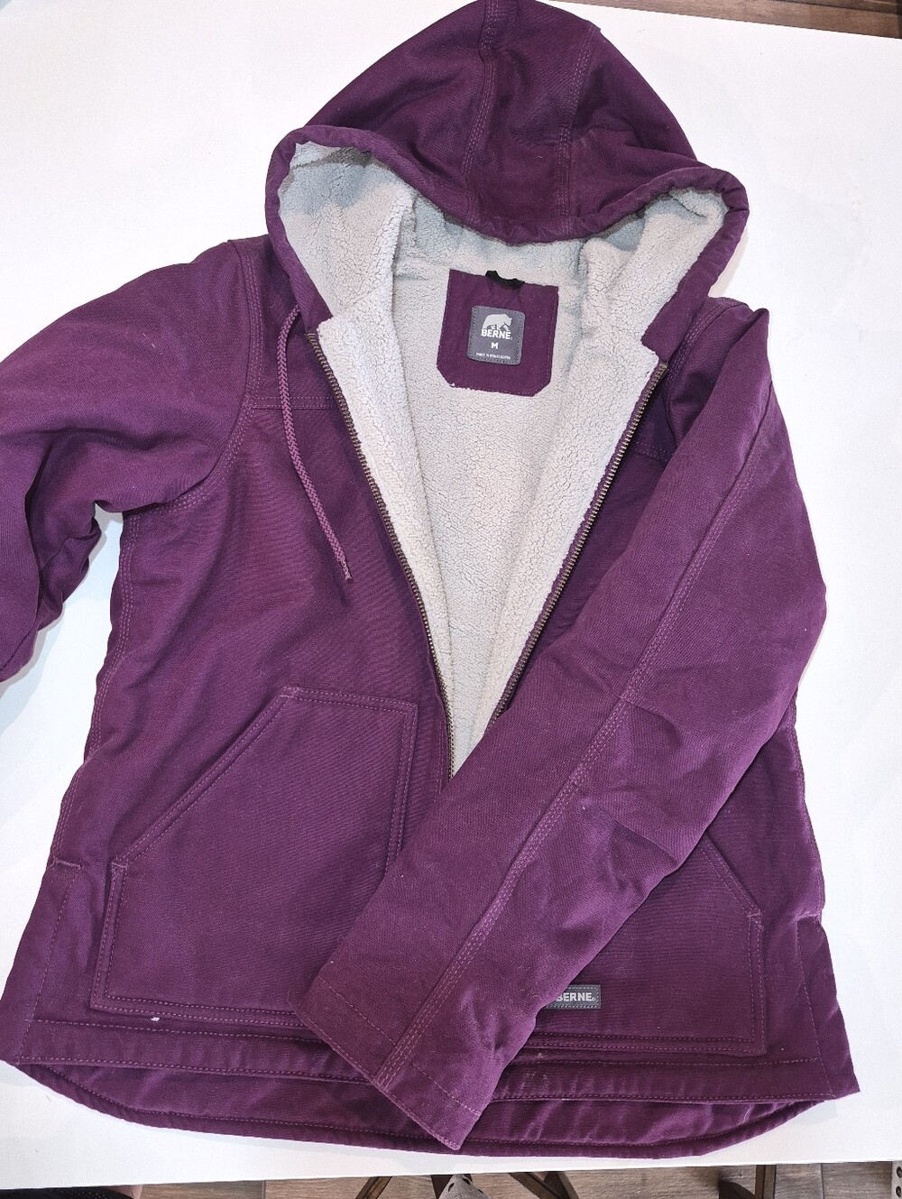 Berne Women's Sherpa-Lined Softstone Duck Hooded Plum